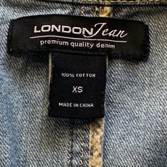 VTG London Jean Cropped Denim Blazer-Jacket Blue Stonewash XS #36K - Picture 8 of 9